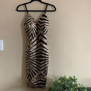 ENTRY black/ gold sequence dress.